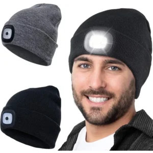 LED Beanie with Light Unisex Warm Winter Hat